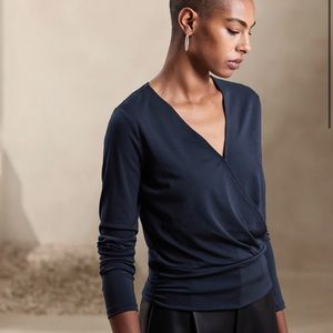 Banana Republic crepe wrap waist top